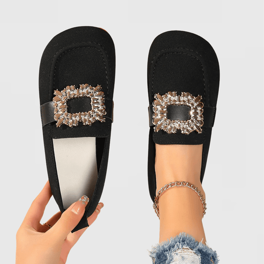 Hannelore | Schwarzer Loafer mit Schmuckspange