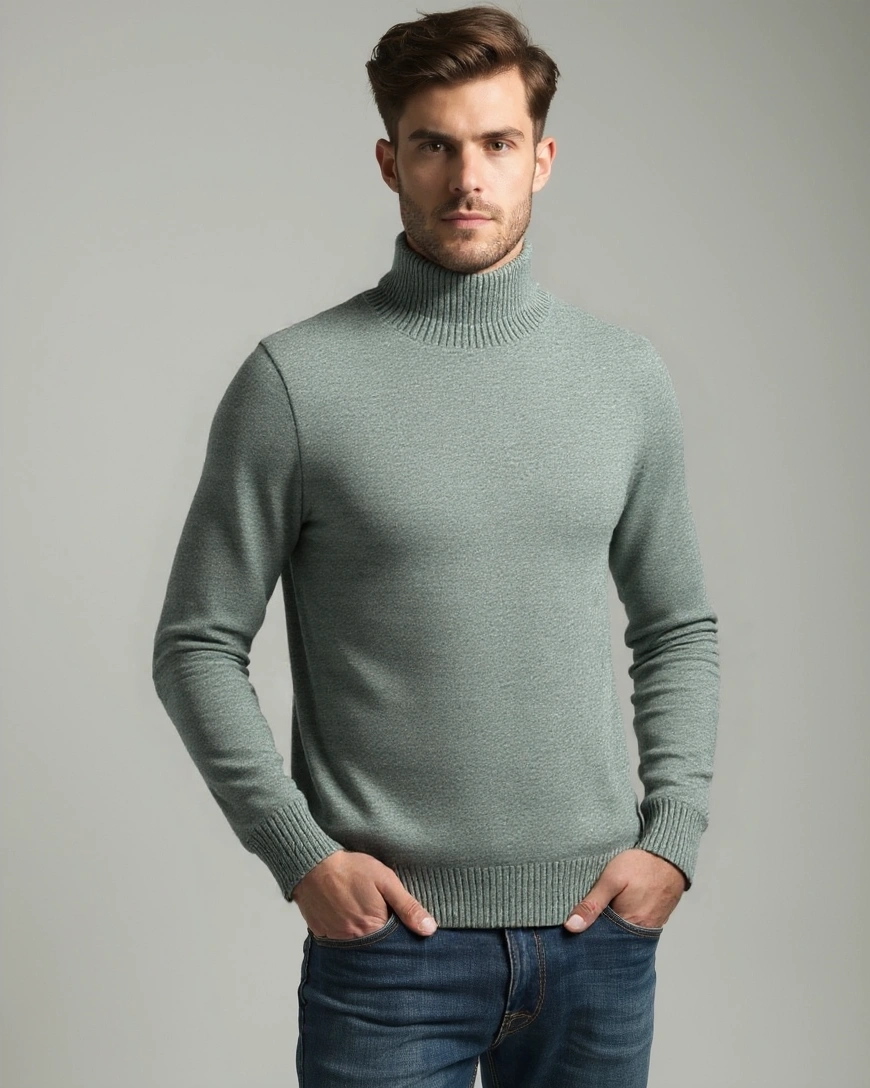 Helmut | Salbeigrüner Rollkragenpullover
