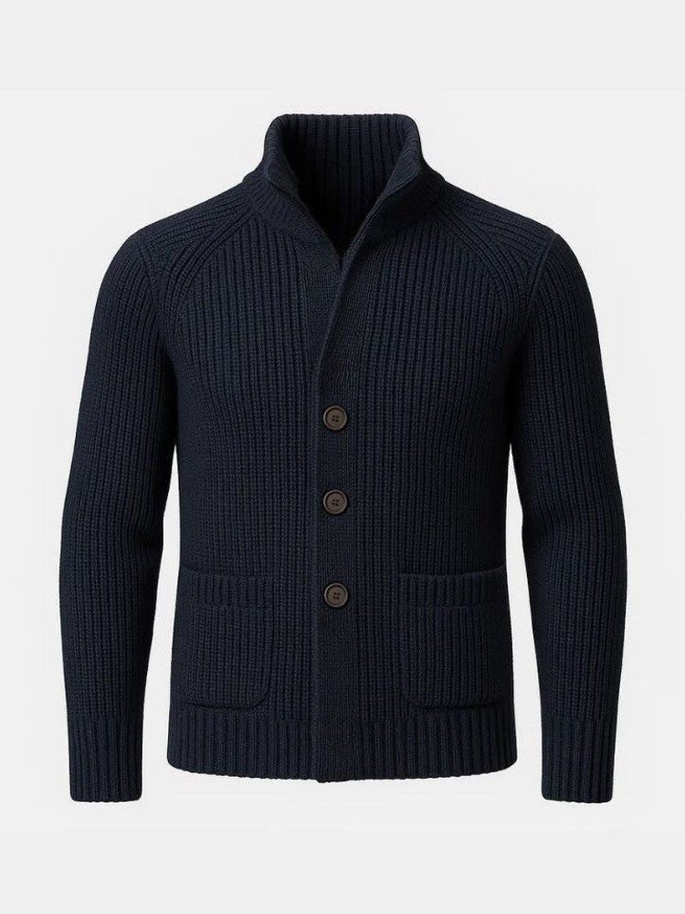Helmut | Dunkelblaue Strickjacke mit Knöpfen