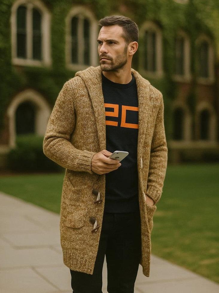 Hendrik | Braune Strickjacke mit Kapuze