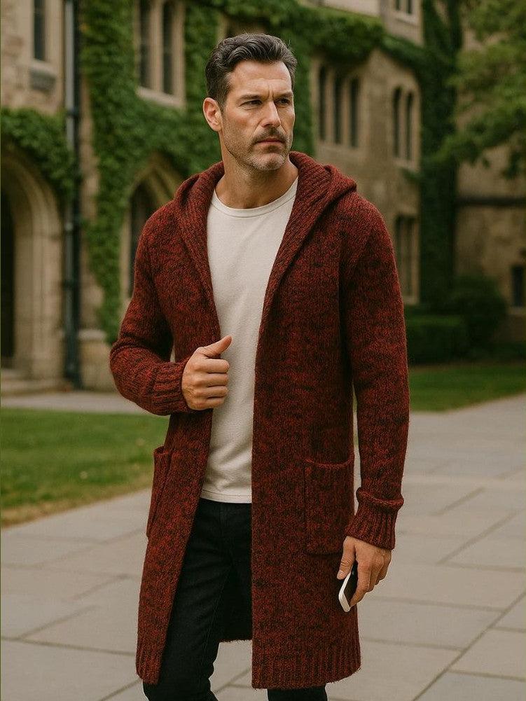 Hendrik | Braune Strickjacke mit Kapuze