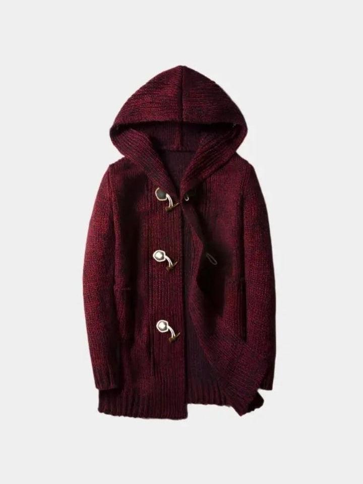 Hendrik | Braune Strickjacke mit Kapuze