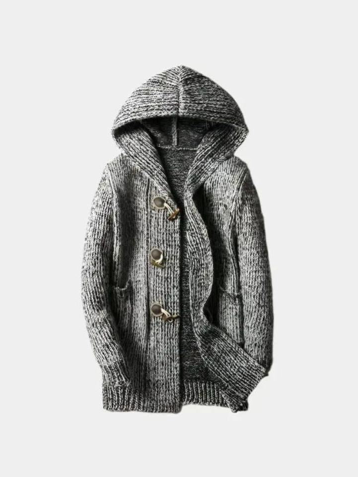 Hendrik | Braune Strickjacke mit Kapuze