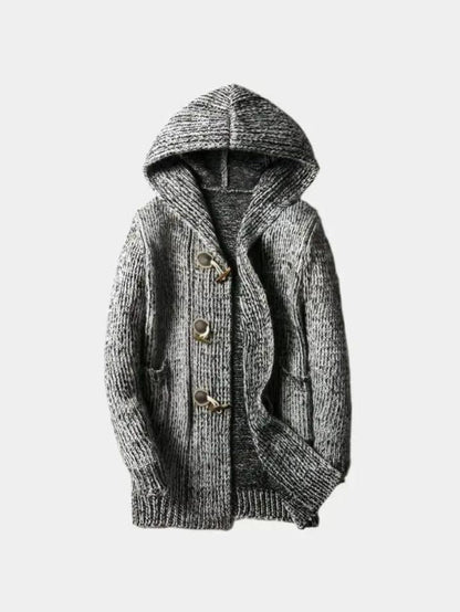 Hendrik | Braune Strickjacke mit Kapuze