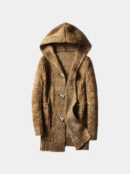 Hendrik | Braune Strickjacke mit Kapuze
