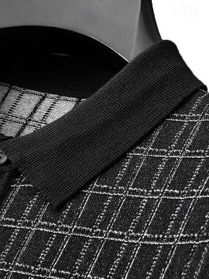 Harald | Schwarzes Strick-Poloshirt mit Struktur