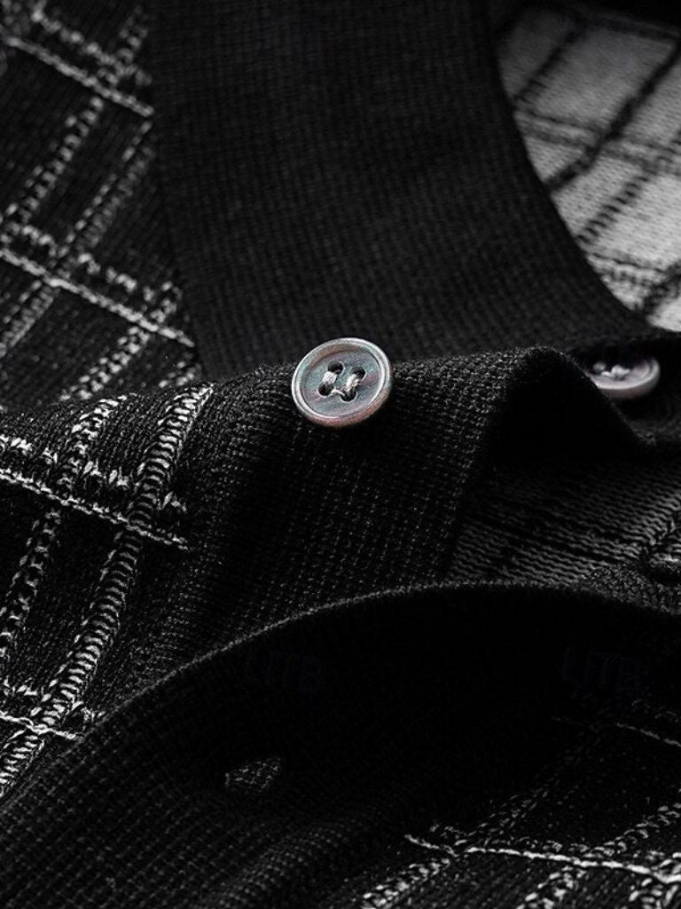 Harald | Schwarzes Strick-Poloshirt mit Struktur