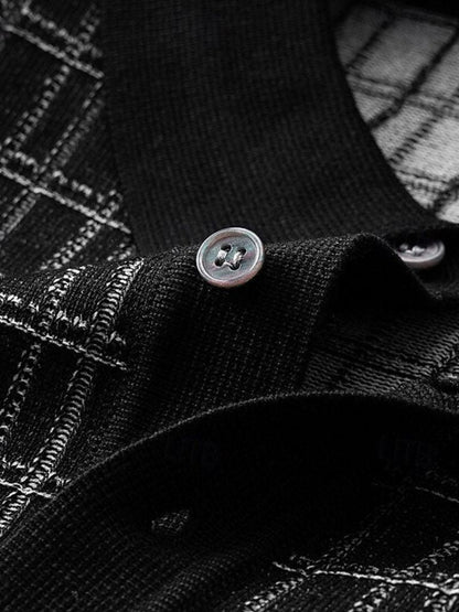 Harald | Schwarzes Strick-Poloshirt mit Struktur