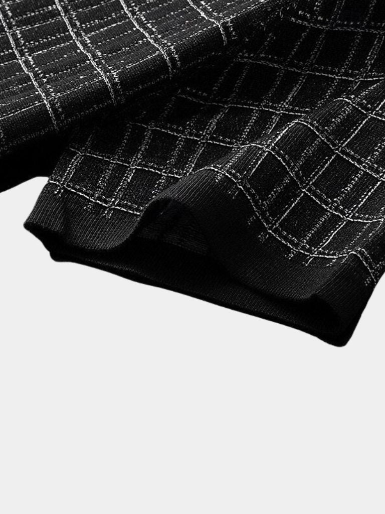 Harald | Schwarzes Strick-Poloshirt mit Struktur