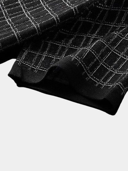 Harald | Schwarzes Strick-Poloshirt mit Struktur