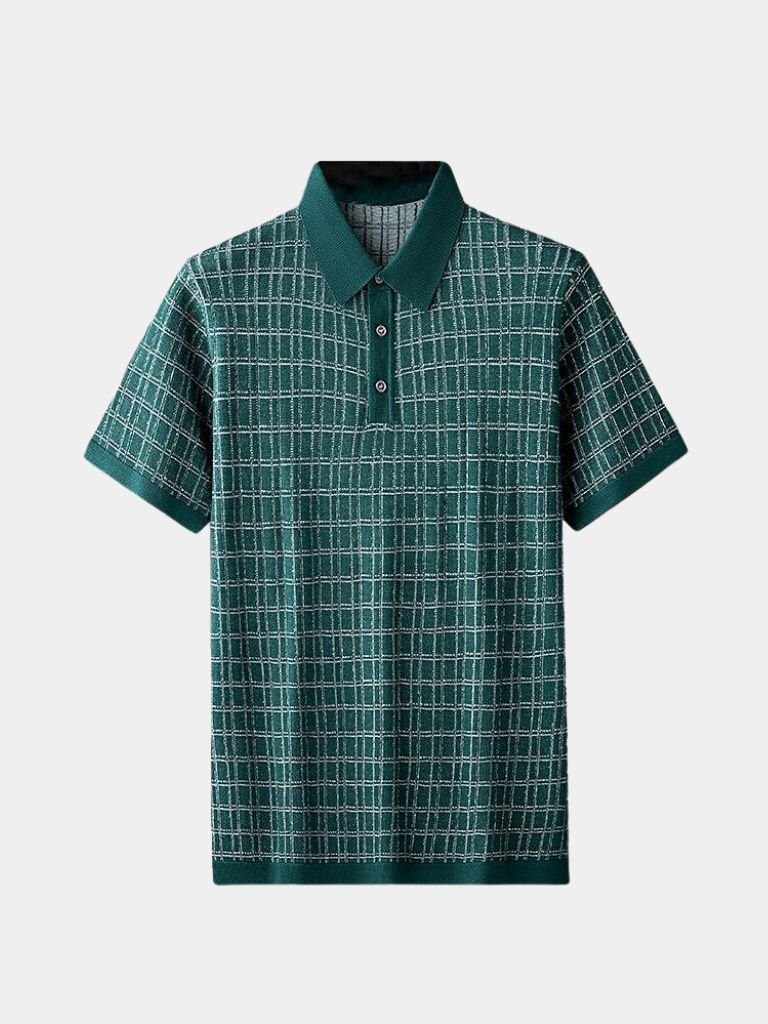 Harald | Schwarzes Strick-Poloshirt mit Struktur