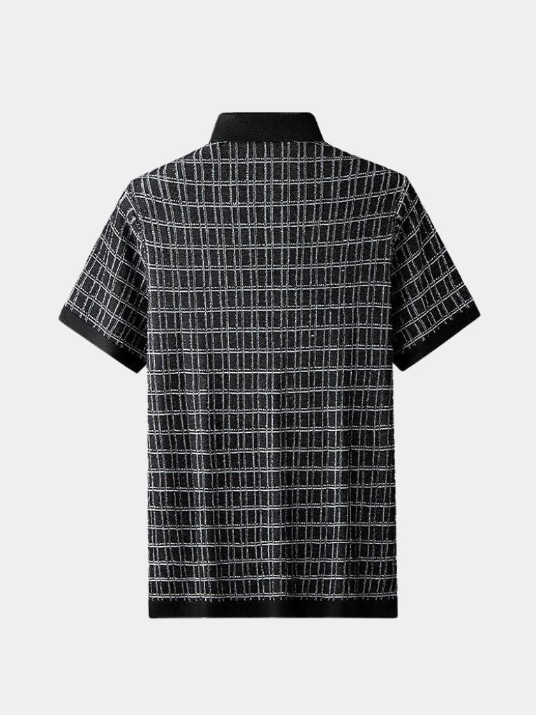Harald | Schwarzes Strick-Poloshirt mit Struktur