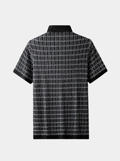 Harald | Schwarzes Strick-Poloshirt mit Struktur