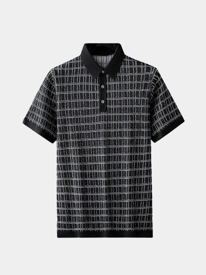 Harald | Schwarzes Strick-Poloshirt mit Struktur