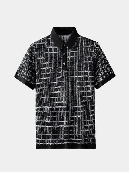 Harald | Schwarzes Strick-Poloshirt mit Struktur