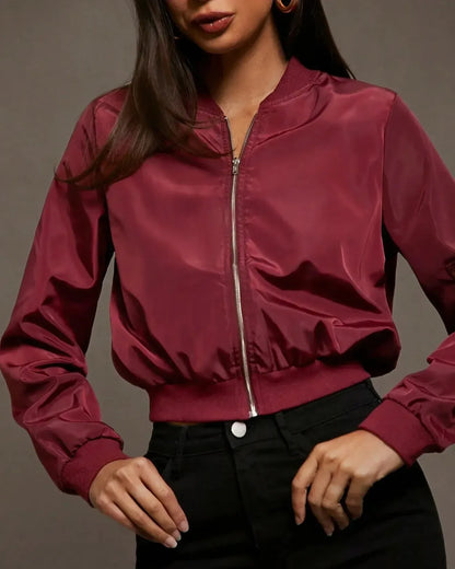 Ida | Leichte Satin-Bomberjacke in Bordeaux