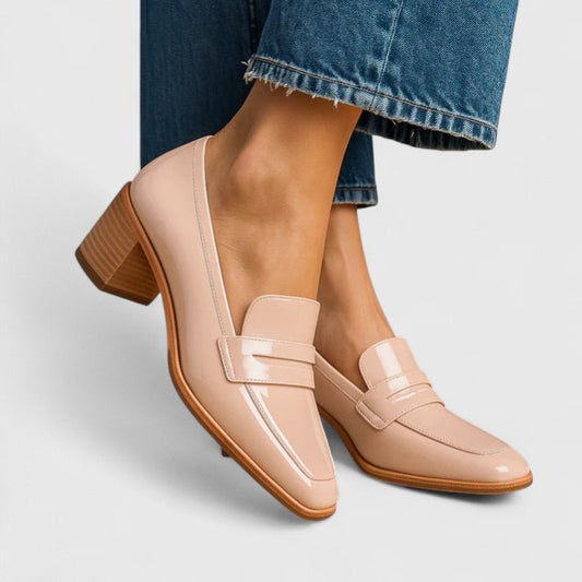 Ida | Rosafarbener Loafer mit Blockabsatz