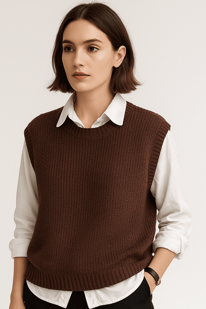 Jean | Brauner ärmelloser Strickpullunder