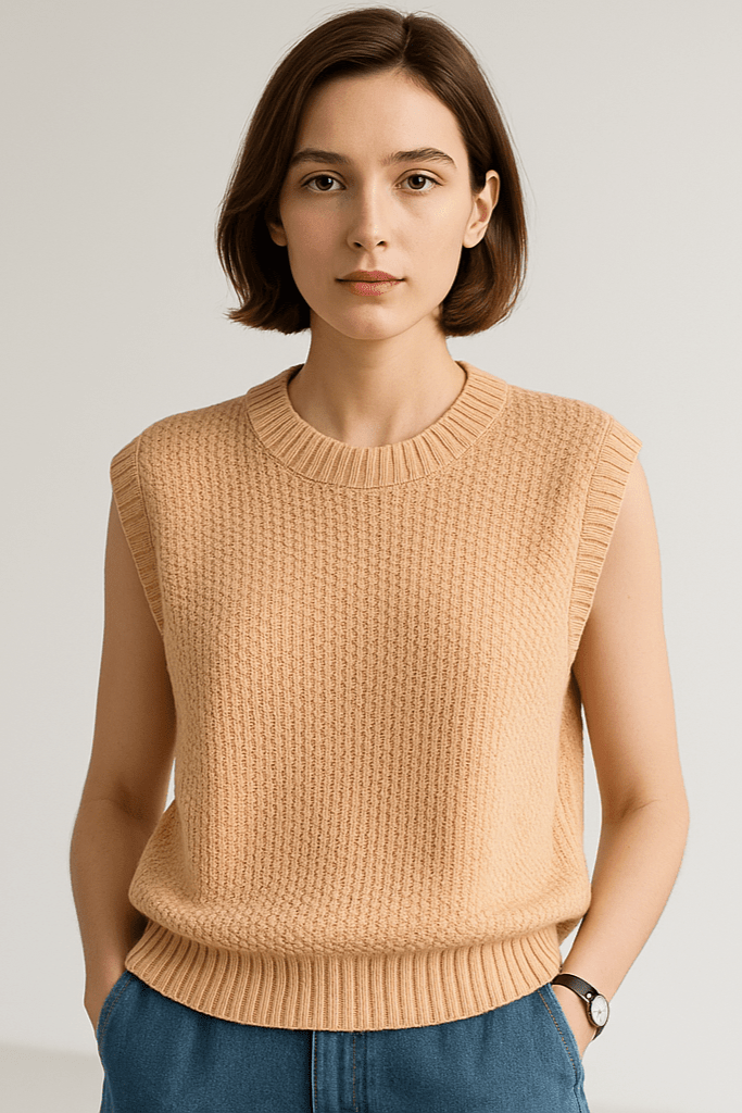 Jean | Brauner ärmelloser Strickpullunder