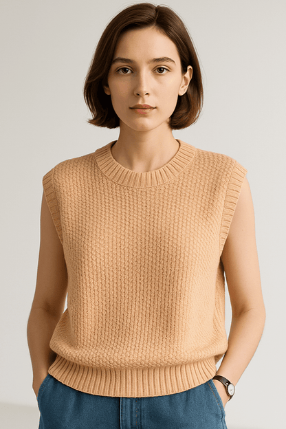 Jean | Brauner ärmelloser Strickpullunder
