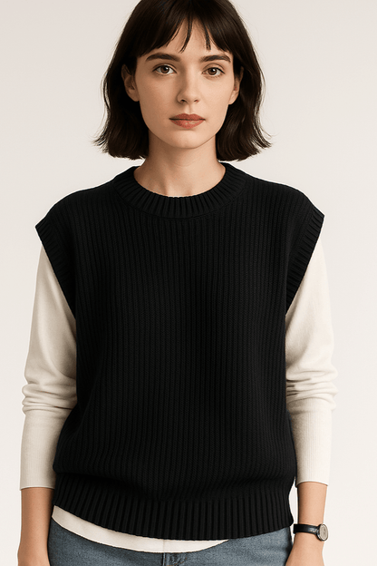 Jean | Brauner ärmelloser Strickpullunder