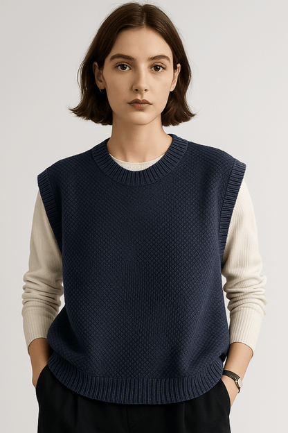 Jean | Brauner ärmelloser Strickpullunder