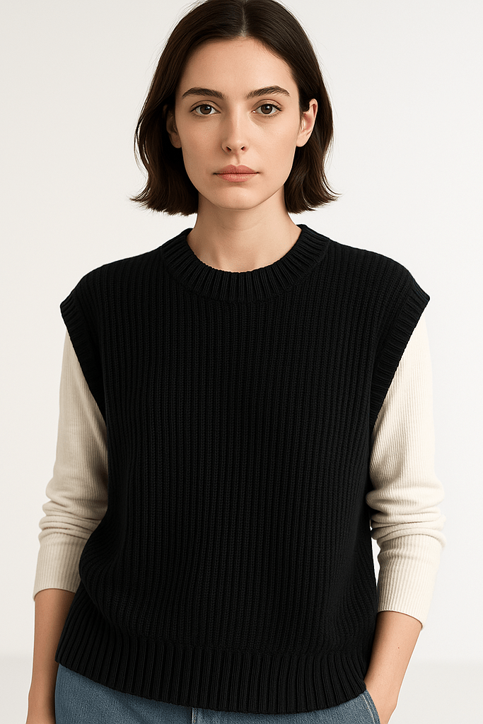 Jean | Brauner ärmelloser Strickpullunder