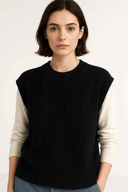 Jean | Brauner ärmelloser Strickpullunder
