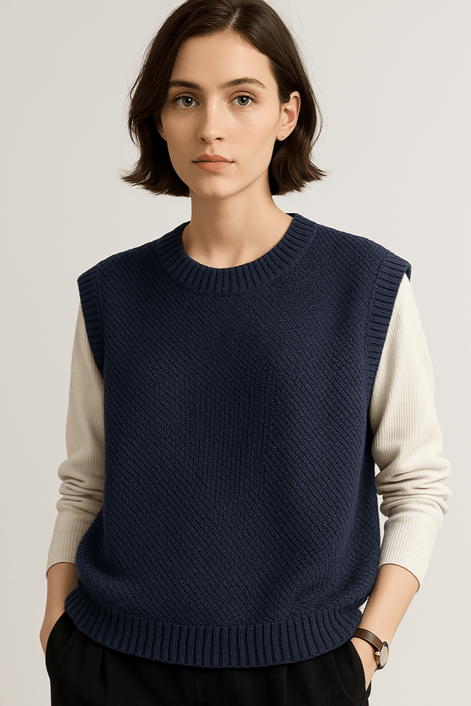 Jean | Brauner ärmelloser Strickpullunder
