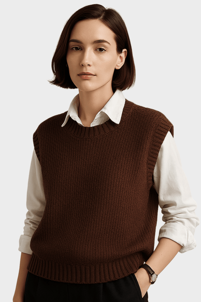 Jean | Brauner ärmelloser Strickpullunder