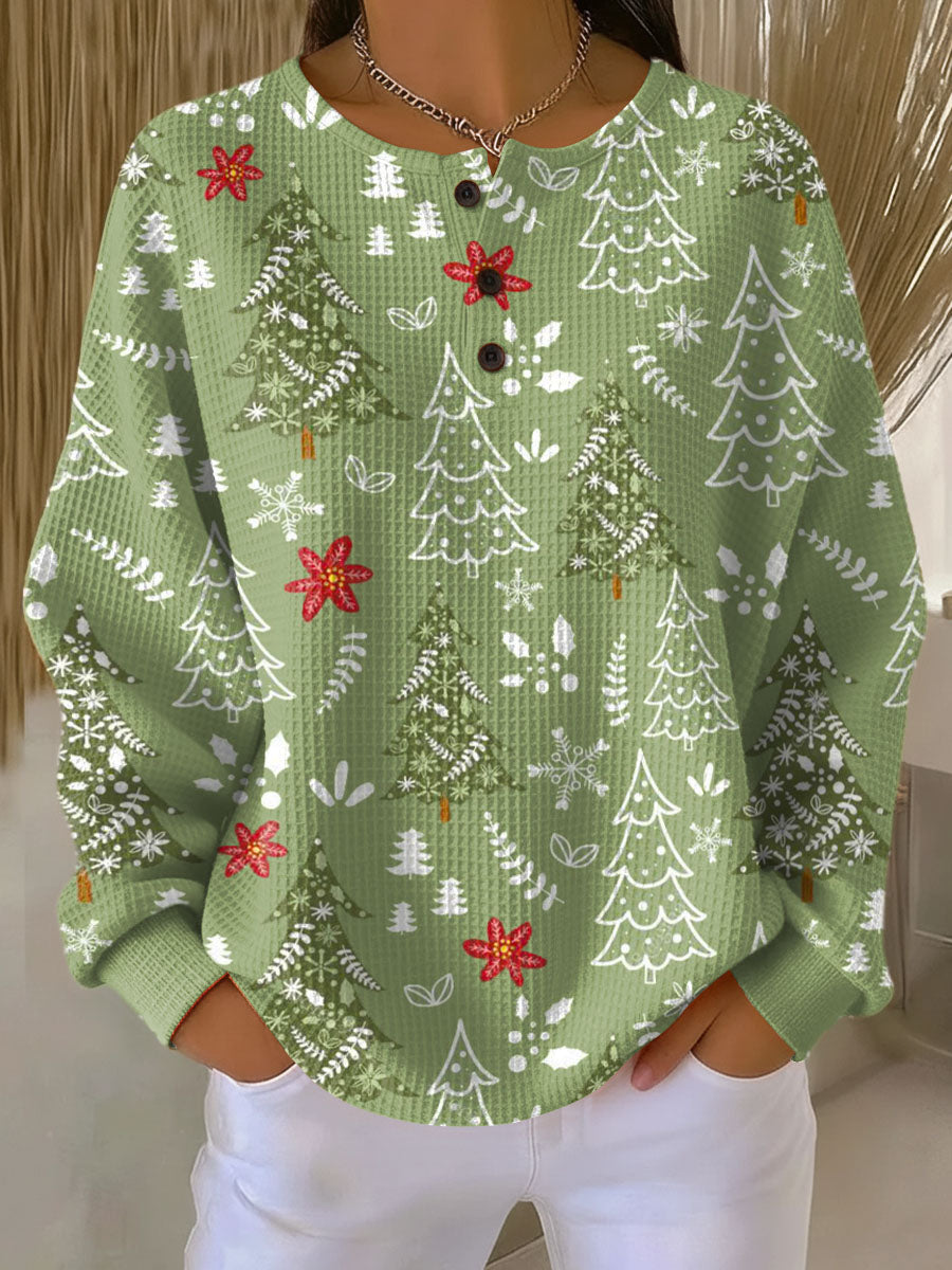 Heidi | Weihnachtspullover in Grün mit Tannen