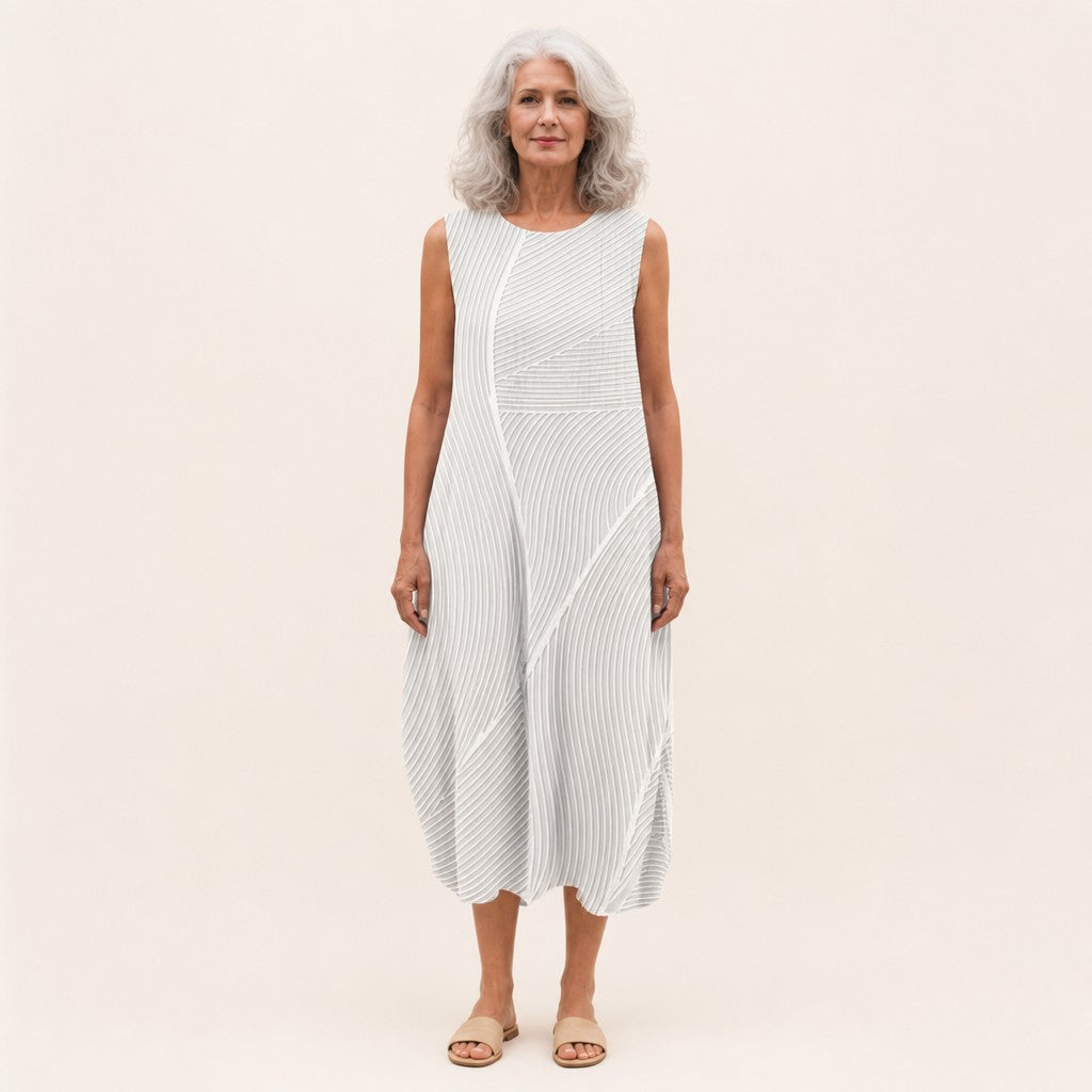 Elvira | Ärmelloses Sommerkleid mit Streifenstruktur