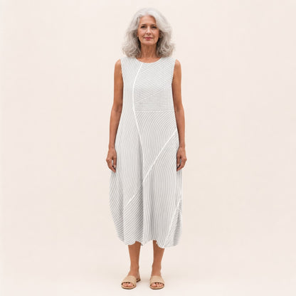 Elvira | Ärmelloses Sommerkleid mit Streifenstruktur