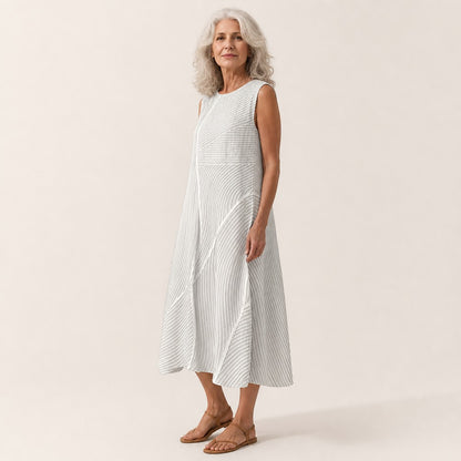 Elvira | Ärmelloses Sommerkleid mit Streifenstruktur