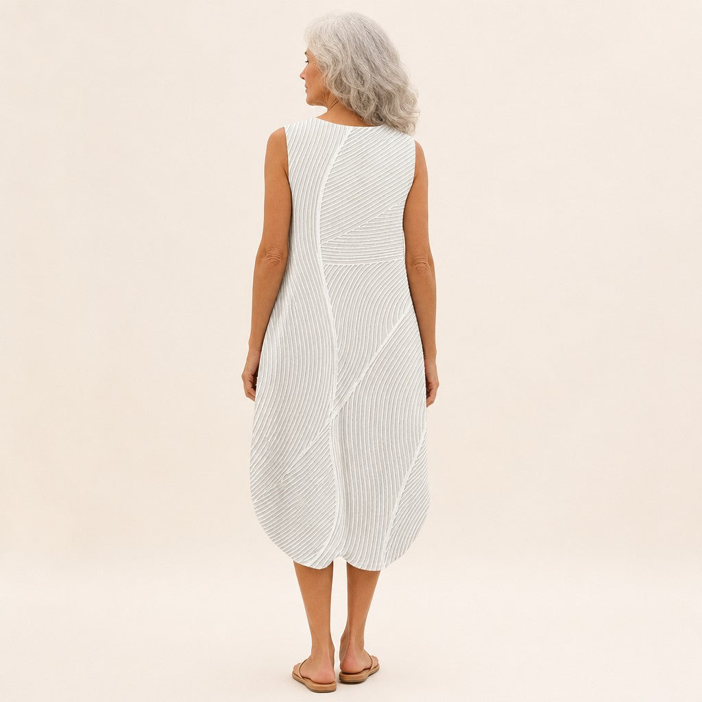 Elvira | Ärmelloses Sommerkleid mit Streifenstruktur