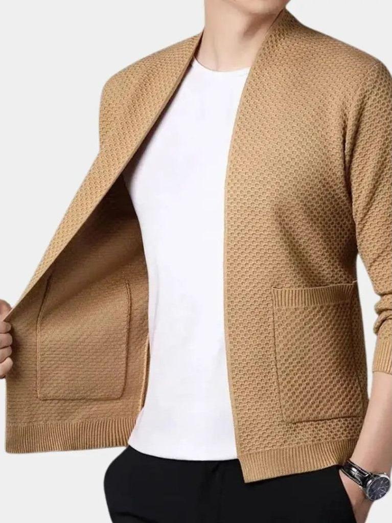 Jakob | Camelfarbene offene Strickjacke