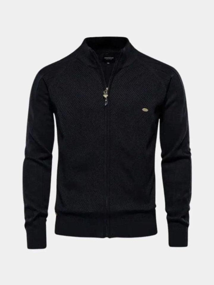 Jens | Taupefarbene Strickjacke mit Reißverschluss