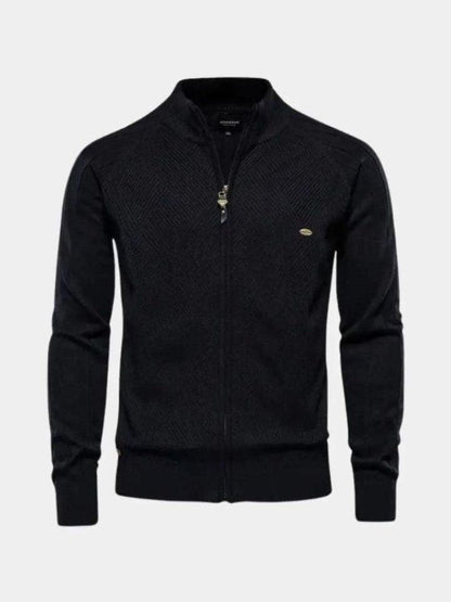 Jens | Taupefarbene Strickjacke mit Reißverschluss