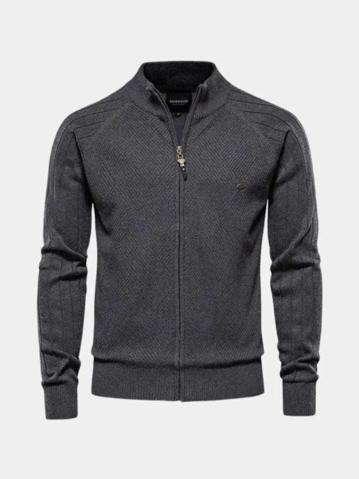 Jens | Taupefarbene Strickjacke mit Reißverschluss
