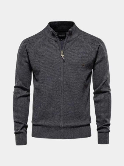 Jens | Taupefarbene Strickjacke mit Reißverschluss