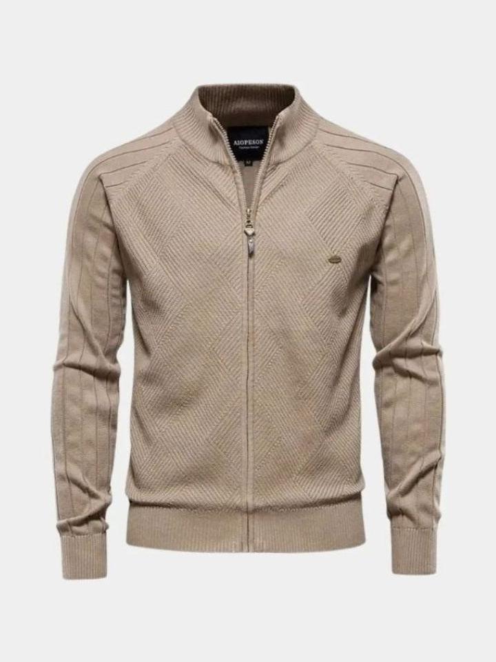 Jens | Taupefarbene Strickjacke mit Reißverschluss