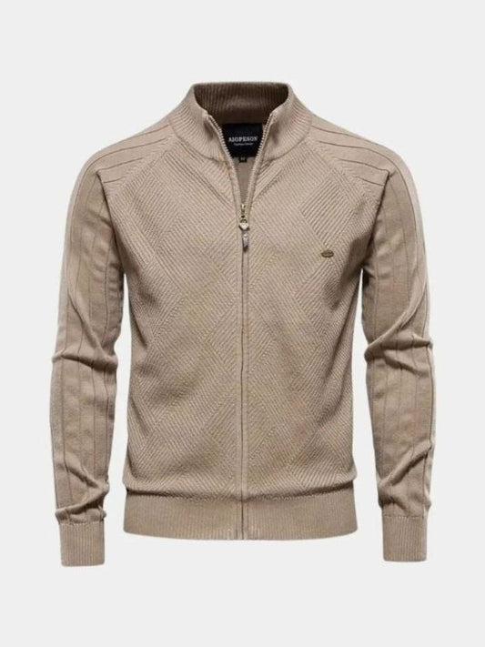Jens | Taupefarbene Strickjacke mit Reißverschluss