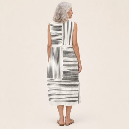 Gertrud | Ärmelloses Sommerkleid mit Strichmuster