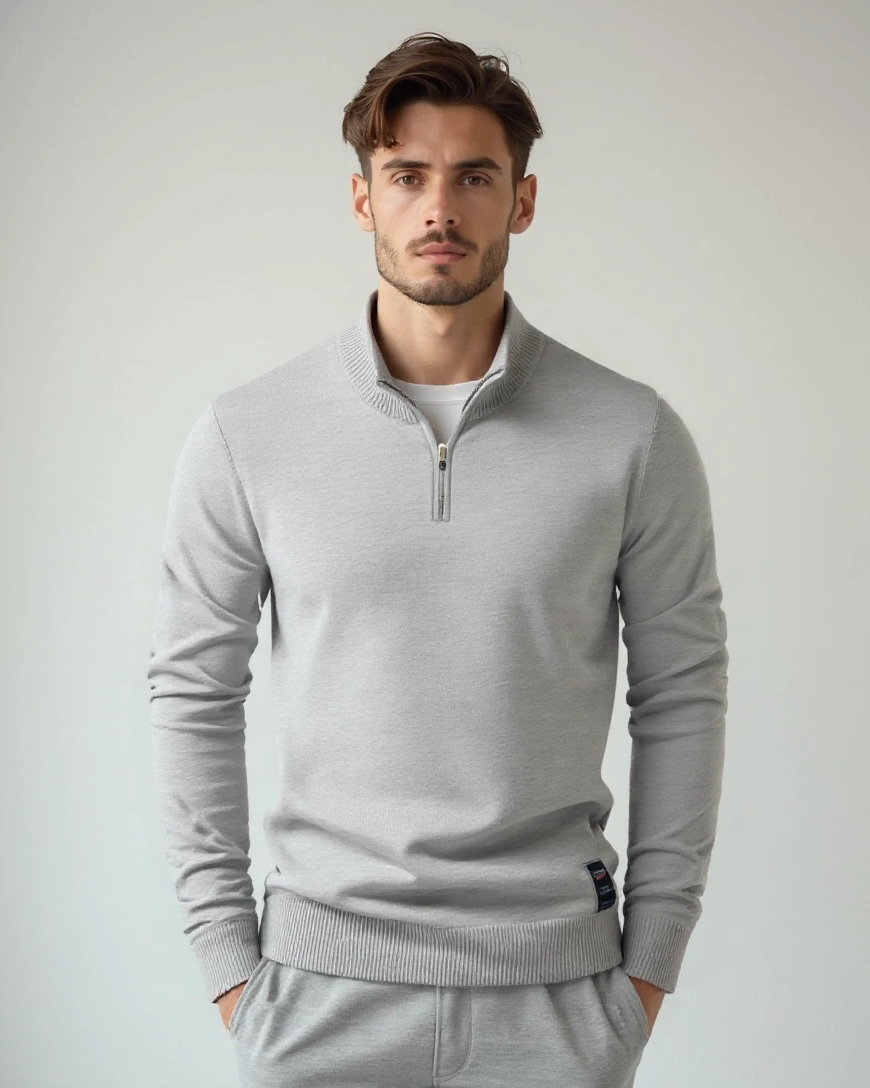 Jan | Hellgrauer Troyer-Pullover