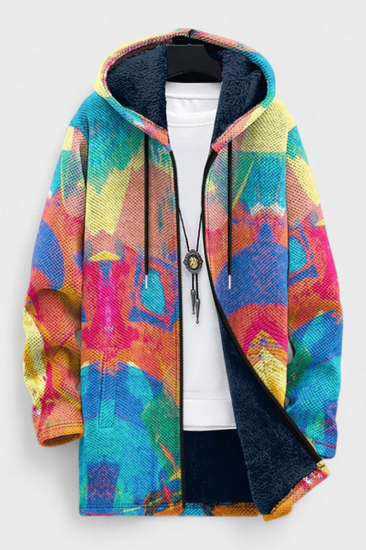 Janice | Bunte Kapuzenjacke mit abstraktem Muster