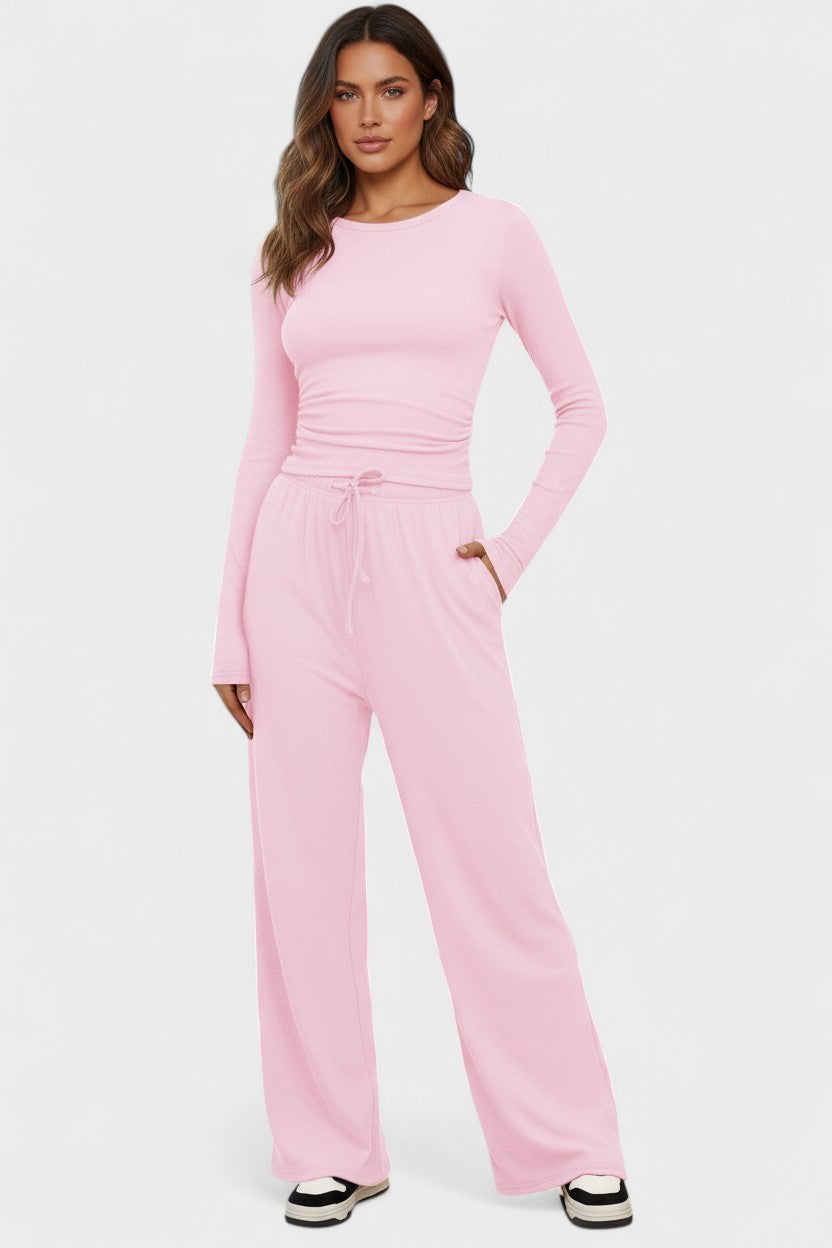 Janice | Langarmshirt & weite Hose Set