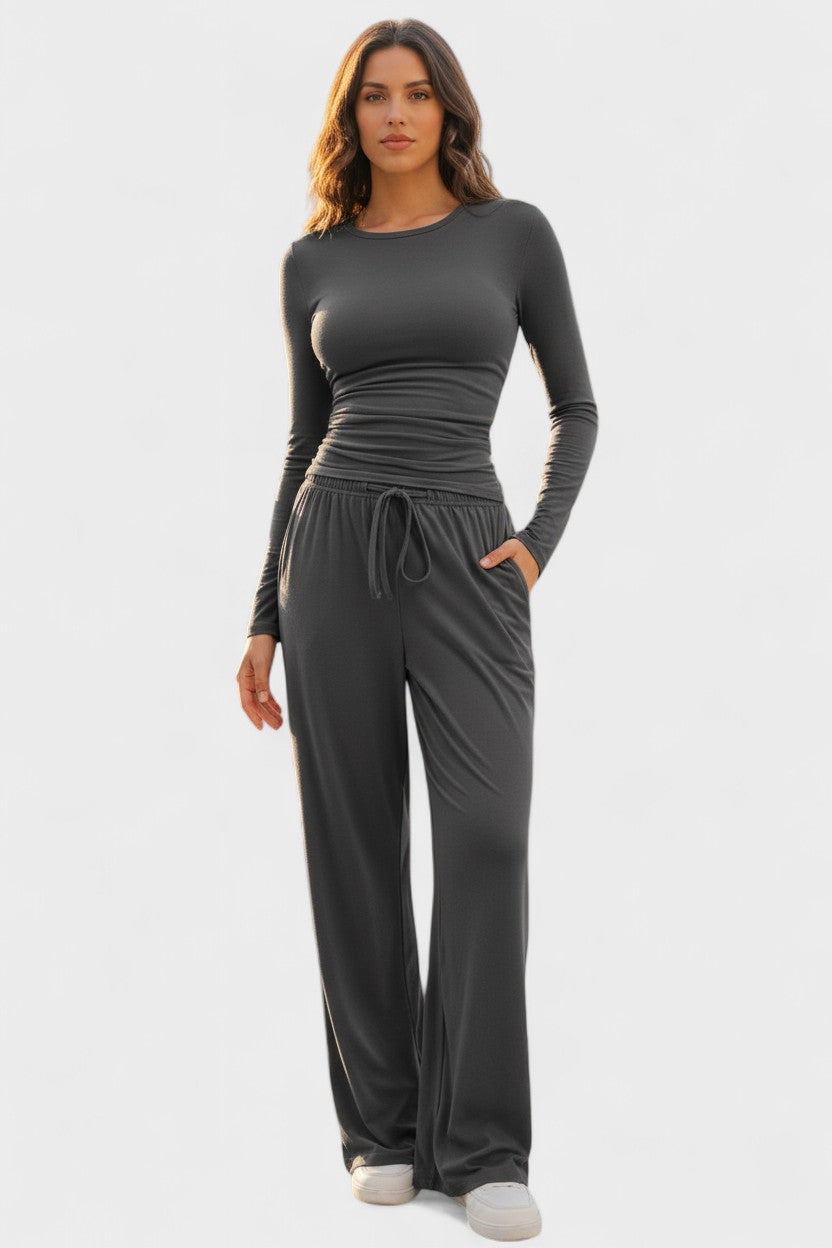 Janice | Langarmshirt & weite Hose Set