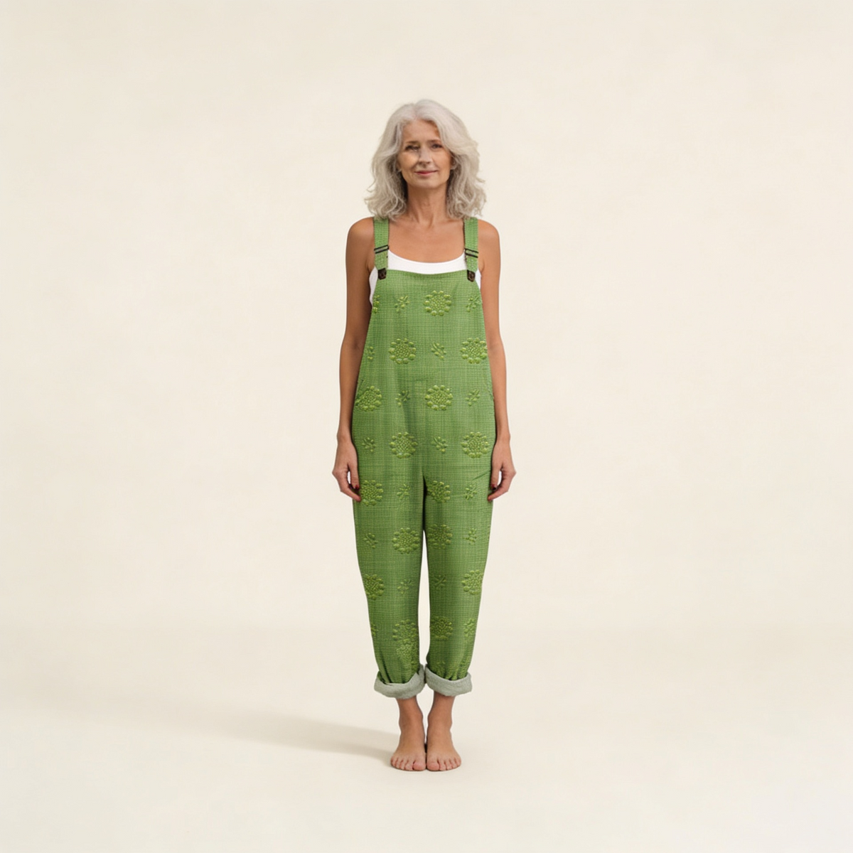 Ellen | Latzhose in Grün mit Struktur