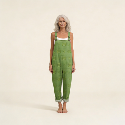 Ellen | Latzhose in Grün mit Struktur