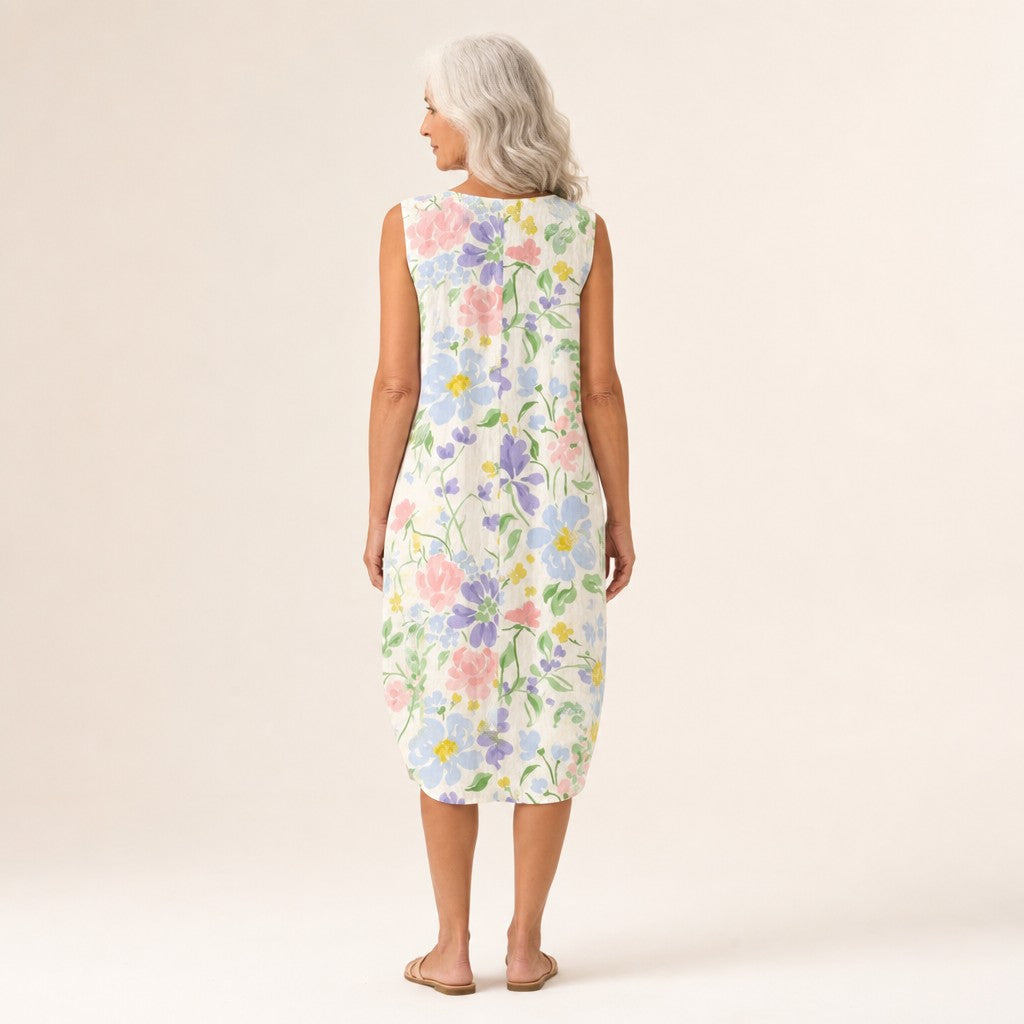 Svenja | Ärmelloses Sommerkleid mit Gartenblumen